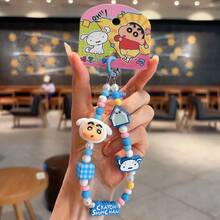 蜡笔小新套装：超人小新手链扣和串珠手机挂饰，DIY 可爱动漫配件，手机/包/相机防丢带，耐用，怀旧收藏品，情侣/粉丝的完美礼物，跨境热销 - 彩色 - 查看 2