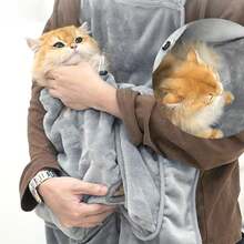 1pc Cat Apron Carrier, Pet Sleeping Bag, Kitten Hands-Free Soft-Sided Carrier Pouch Sling,Cat Carrier Pouch - Grey - View 2