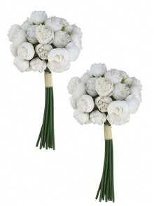 1束/2束丝绸牡丹花，人造玫瑰花，27枝人造牡丹花，适合家居、婚礼派对、餐桌装饰、新娘送礼会、情人节、礼物、生日、毕业典礼等场合。