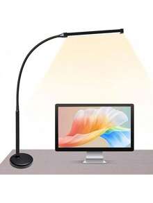 OIOSEN LED Lámpara de escritorio con pinza, largo cuello de cisne flexible de metal USB Lámparas de mesa, 3 modos de brillo 10, clip de luces para la oficina en casa cuidado de ojos (Negro) - Negro - Ver 5