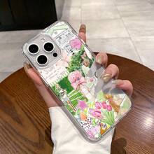 Funda magnética para phone 11/12/13/14/15/16/Promax con diseño de collage verde. Resistente, compatible, a prueba de golpes, de silicona. Elegante, duradera y fácil de usar - transparente - Ver 1