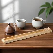 2 Pieces Incense Holder Sticks With Adjustable Holder Natural Incense Stick Wood Stick Angle Home Incenses With Ash Collector Incenss Meditation Yoga Relaxation Home Decor - 卡其色 - 查看 4
