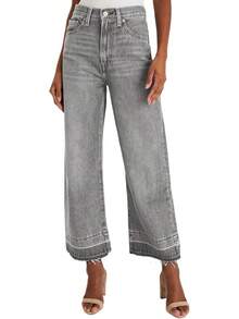 Wide Leg Jeans Straight Leg Jeans Denim Pants Zimbaplatinumhalloween - Cropped Black - View 3
