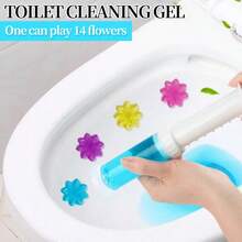 56 Count Fresh Flower Gel Stamp Toilet Cleaner, Air Freshener, Fresh Bathroom Toilet Cleaning Gel Stamp, Helps Keep Toilet Clean, Prevents Scale And Toilet Ring, 6 Fragrance Options, Includes 1 Dispenser And 4 Gels - Pine-56 Pcs - 查看 4