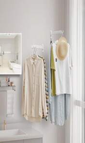 JOOM Laundry Drying Rack Wall Mounted Clothes Drying Rack Clothes Hanger -Coat Hanger Holder White - ColorC - 查看 3