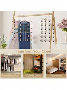 六层360°旋转裙架，节省空间的带夹子衣架，衣柜收纳架，适用于家庭、办公室、宿舍、旅行、洗衣房 - 彩色 - 查看 6