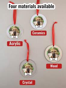 Personalized Dog & Owner Name Ornament, Custom Ceramic Christmas Decoration, Customized Photo Dog Memorial Ornament, Christmas Home Decor, Christmas, Handmade Holiday Gift For Pet Lovers, Dog Owners, Dog Christmas Ornaments, Customizable Picture Christmas Tree Decorations, Family, Kids, Pet, Friend