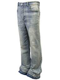 Calça jeans masculina leve, casual, lavada, com bainha desgastada, versátil, justa, reta, adequada para todas as estações