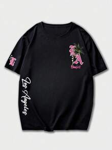 Krometka 男士休闲百搭简约印花元素短袖T恤 - 黑色 - 查看 6