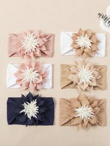 1pc Autumn/Winter New 3D White Flower Bud Baby Headband, Soft Comfortable Jacquard Nylon Infant Headwear, Creative Baby Hair Accessory