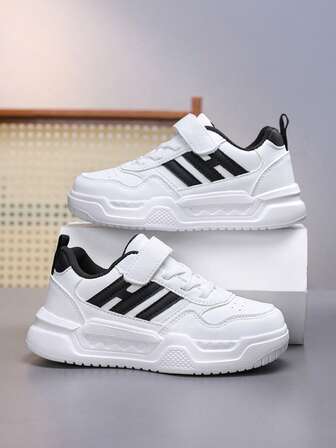 男女通用儿童白色休闲运动鞋，儿童帆布鞋，学生运动鞋，户外活动白色运动鞋，防滑，耐用跑鞋，适合所有季节