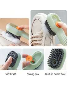 1 件可悬挂软毛清洁刷，带自动液体分配器 - 塑料鞋和洗衣刷，内置孔，方便存放，非常适合运动鞋和家居清洁，鞋清洁工具 | 软毛刷 | 耐用塑料刷，鞋清洁剂
