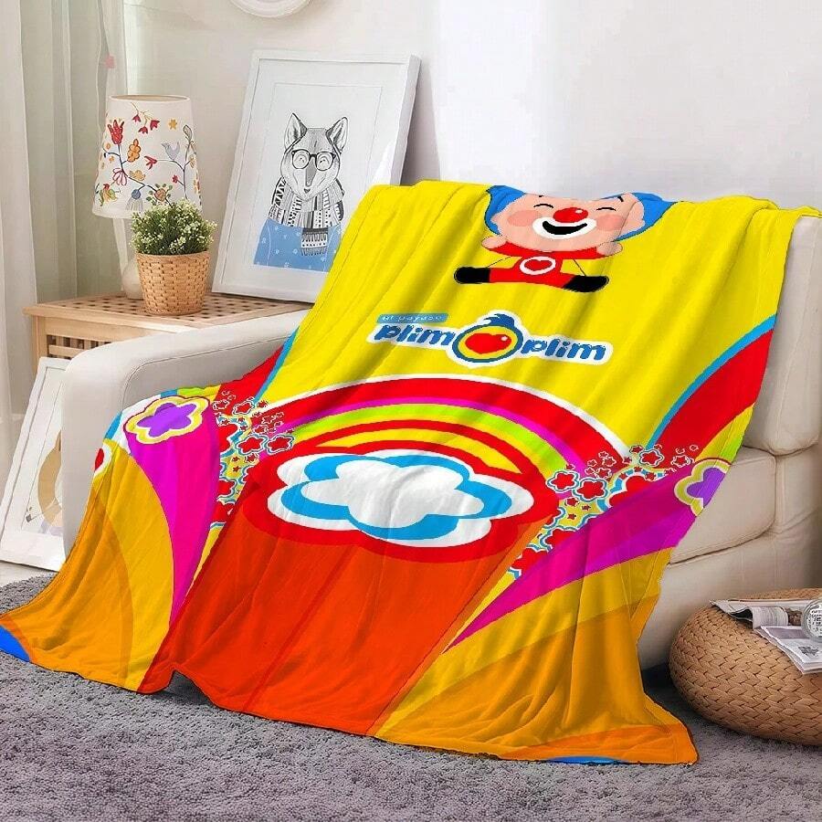 Cartoon Cute P-Plim P-Plim Blanket Warm And Soft Suitable For Bedroom Living Room Sofa Bed Office Travel Camping4.Jpg - 白色 - 查看 1