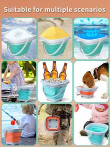 1/3/10件沙滩玩具套装，包括折叠桶、海洋动物沙模、喷壶、耙子、铲子，适合户外玩沙玩水，儿童男孩女孩（配件颜色随机）