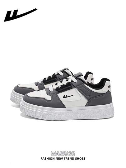 WARRIOR 1 Pair WARRIOR Men's Thick Sole Lace-Up Soft Bottom Casual Shoes, Low-Top Outdoor Flat Shoes, Round Toe Low Heel Non-Slip Solid Color Elegant Soft Bottom Hiking Shoes Suitable For Students Graduation Photos, Men Low-Top Leather Sneakers