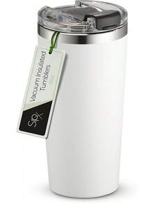 SIPX traducido al español ™   - Vasos de triple aislamiento, 16 onzas, vaso moderno de alta calidad con tapa, aislada que mantiene el calor durante 6 horas, vaso de acero inoxidable hecho de material, de - Negro - - Ver 1