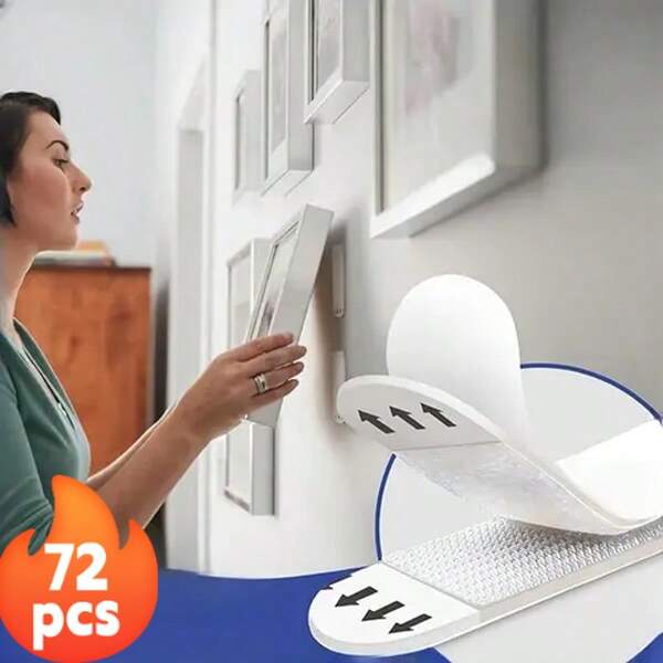 72/48 Heavy Duty Picture Frame Hanging Strips - Non-Damaging Adhesive Loops For Drywall, Perfect For Photos And Christmas Decorations, The Best Choice For Christmas - No-Drilling Hanging Strips - Double-Sided Removable Wall Hooks For Picture Frames And Artwork, No Worries About Waterproof Adhesive Mounting Tabs - Heavy-Duty Hanging Stickers, Nail-Free Picture Frame Hooks, Picture Frame Hook And Loop, Removable Hanging Strips, Invisible Hook And Loop