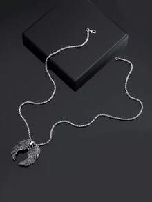 1 buah Kalung Liontin Sayap Malaikat Bergaya Vintage Eropa & Amerika yang Modis, Cocok untuk Pemakaian Sehari-hari Pria - Antique Silver - View 4