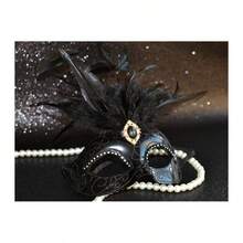 2025 Masquerade Women With Feathers - Venetian Masquerade Ball, Mardi Gras, Prom - 黑色 - 查看 5