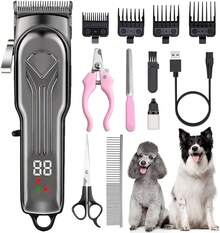 12 en 1 Cortapelos Eléctrico para Perros y Gatos, Con Herramientas de Aseo, Rasuradora Recargable para Perro, Fácil de Recortar, Maquina para Cortar Para Todo Tipo de Pelo de Mascotas - Gris-negro - Ver 9