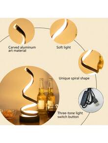 2 Sets Modern Table Lamps, Dimmable Spiral Bedside Lamps, 3-Color 10-Brightness LED Desk Lamp For Bedroom, Living Room, Office