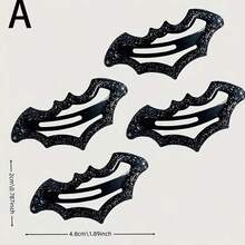 1pcs Gothic Style Shiny Dotted Bat Hair Clips, Bat Shaped Hairpins, Suitable For Women's Daily Wear, Halloween Party Accessory, Birthday & Holiday Gift, Graduation Gift - màu đen - Xem 3