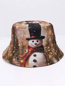 1 Stück Weihnachtsmann Partyhut aus Polyester, Muster und umkehrbar, warm, Herbst/Winter Weihnachtskostüm Zubehör, umkehrbarer Sonnenhut mit Weihnachtsmotiven