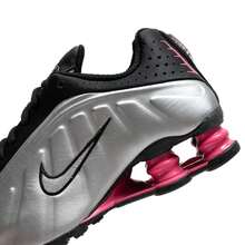 Nike Giày chạy bộ SHOX R4, giày thể thao nữ nhẹ và thời trang, thích hợp cho chạy bộ, thể thao và đi làm AR3565-012 - Đen/Bạc ánh kim/Tím hồng loang lổ - Xem 7