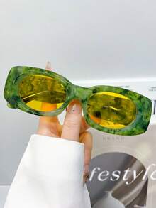 新款复古厚框猫眼时尚眼镜，男女通用简约百搭，适合海滩、派对、街头风格，适合日常佩戴 - 彩色 - 查看 7