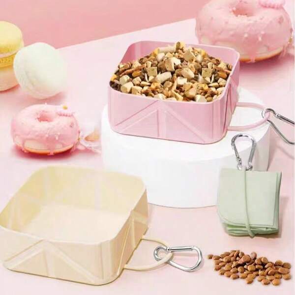 Silicone Collapsible Travel Pet Bowl, Portable Foldable Dog Cat Feeding & Water Dish For Camping, Hiking, Outdoor Use