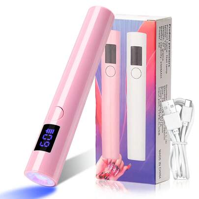 帶筒形便攜式可充電LED指甲燈，具備液晶顯示屏和小巧尺寸，適用於凝膠指甲油的烘乾
