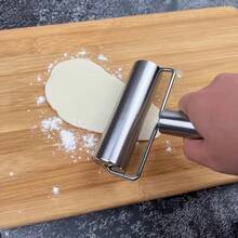 Stainless Steel Double-Roller Dough Rolling Pin – Professional Pastry & Pizza Maker Tool With Non-Slip Handles (6"/10" Dual-Size, Dishwasher ) - Silver(1pc) - View 2