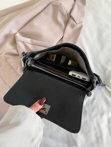 Fashionable Elegant Street Vacation Solid Color Chain Retro Versatile Shopping Shoulder Envelope Tote Bag - Black - View 8