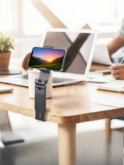 1pc Airplane Flight Phone Holder, Portable Travel Stand Desk Flight Foldable Adjustable Rotating Selfie Hold Train Seat Mount, Adjustable Travel Phone Holder, 360° Rotating Desk Phone Clip, Portable Foldable Phone Hook, Universal Phone Holder For Cell Phones, Travel, Home, Office,Airplane Travel Essentials