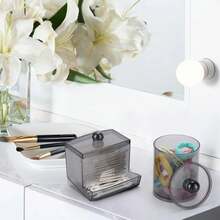 Paquete de 2/3 contenedores de baño dispensador Qtips, soporte para bolas de algodón de 10/7 oz, organizador de tarros de boticário para almacenamiento de hisopo de algodón - 2 piezas - Ver 9