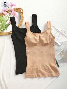 CELILIN 2 Peças Camiseta Modeladora Sem Costura de Cintura Alta - Multicolorido - Visão 2