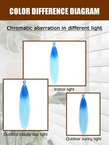 1-2 件装 26 英寸渐变蓝色 DIY 编发接发 | 女士合成 Yaki 直发耐热蓬松马尾辫 | 适合万圣节、圣诞节、节日派对 - 漸層藍色 - 查看 7