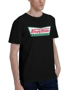 New Krispy Kreme Doughnuts Restaurant Casual Rock T-Shirt For Men - Loose-Fit, Round Neck With Graphic Print, Ideal For Everyday Use - màu đen - Xem 2
