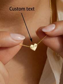 1PC Custom Engraved Heart Pendant, Special Date Necklace, Personalized Love Pendant, Engraved Love Necklace, Custom Necklace, Women's Jewelry, Stainless Steel Jewelry, Customizable Things, Custom Christmas Gifts, Name And Date Jewelry Gifts For Her, Personalized Gifts - Multicolor - View 2