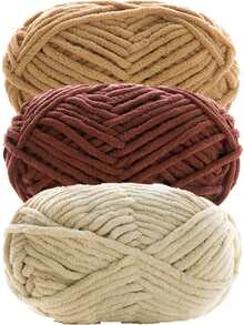 3卷/(140-150克) 中等粗细雪尼尔纱线，适用于手工编织、钩编、DIY圣诞工艺品、圣诞老人、派对装饰，100%聚酯纤维，每卷约50克 - 彩色 - 查看 18