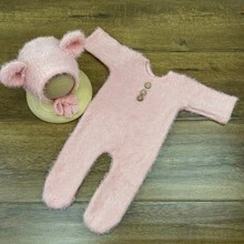 Rekwizyty do fotografii noworodkowej, strój do sesji zdjęciowej dla niemowląt, czapeczka z misiem, kombinezon dla niemowląt, akcesoria do zdjęć pamiątkowych