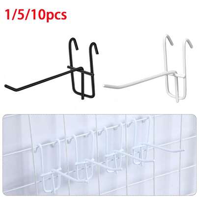 1/5/10pcs Grid Wall Hooks 4 Inch Grid Wall Panel Hooks Store Garage Wall Mount Organizers Storage Grid Wall Display Hooks And Hangers For Retail, Craft Show, Home Setup