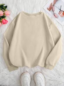 Graphic-Print Long-Sleeved Crew Neck Sweatshirt For Fall And Winter, Women's Clothing - Apricot - View 2