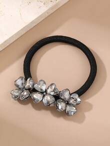 1pc/3pcs Women's Fashion Elegant Silver Rhinestone Four-Leaf Clover Hair Scrunchies, Suitable For Daily Wear, Spring/Summer, Party Outfit - Multicolor - View 10