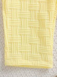 2pcs Baby Boy Street Fashion Textured Pocket Bear Embroidered Shirt And Pants Set - Yellow - View 5