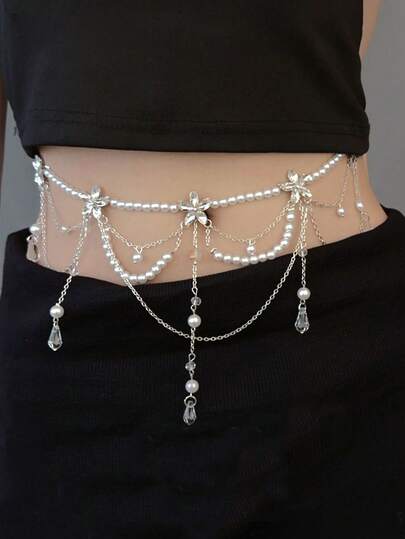 1pc Hot Girl Sweet Cool Style Heavy Industry Waist Chain, Butterfly Tassels, Multi-Layer Metal, Personalized, Versatile, Adjustable Waist Chain Accessory