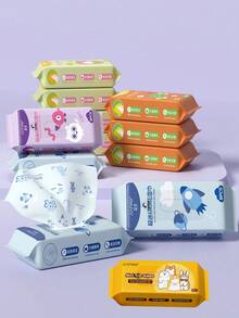 1大包（每包仅1小包！）迷你印花湿巾，蓝色印花柔软湿巾，方便旅行，居家必备，便携式湿巾，厨房湿巾，图案湿巾 - 彩色 - 查看 9