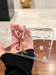 1个圣诞白色雪花鹿角蝴蝶结优雅手机壳软套，兼容 17/17 Air/17 Pro/17 Pro Max、荣耀、红米、三星Galaxy A04e/12/A13/A14/A34/A50/A52/A53/A54/S21/S22/S23/S24/S25/S25 Ultra、6A/7A/8A、12T/13T - 無色 - 查看 3