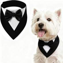 Dog Tuxedo, Formal Dog Wedding Bandana, Dog Collar With Bow Tie, Dog Birthday Costume, Adjustable Pet Party Tux Dog Wedding Attire, Dog Valentines Outfit Cosplay For Small Medium Large Pets - Black and White - View 1