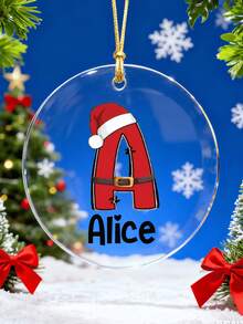 1/3/5pcs Personalized Custom Name Christmas Ornament - 4inch Personalised Santa Claus Decorative Letters,Custom Name Pendant,Smooth Finish - Great For Christmas Tree Decoration, Family Holiday Gifts, Home Festive Decor - Suitable For Adults, Kids, Newlyweds, Gift Recipients - Christmas Keepsake, Holiday Memory Keepsake, Custom Name, Holiday Decor - Multicolor (round Christmas Style) - View 4